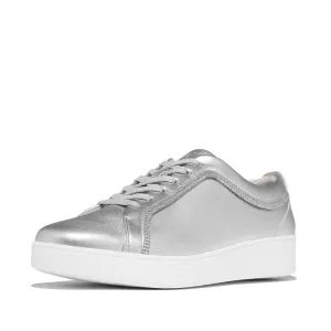 FitFlop Rally Crystal Trim Leather Sneakers - Silver