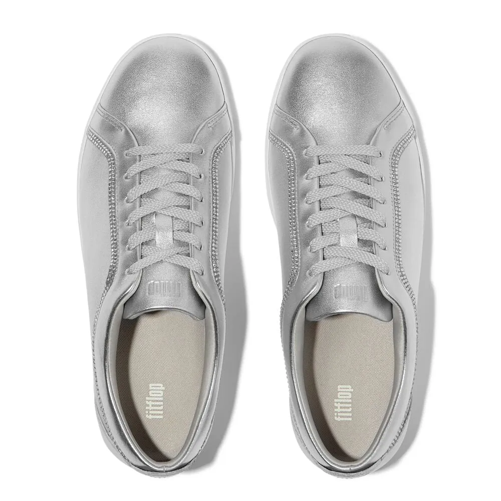 FitFlop Rally Crystal Trim Leather Sneakers - Silver