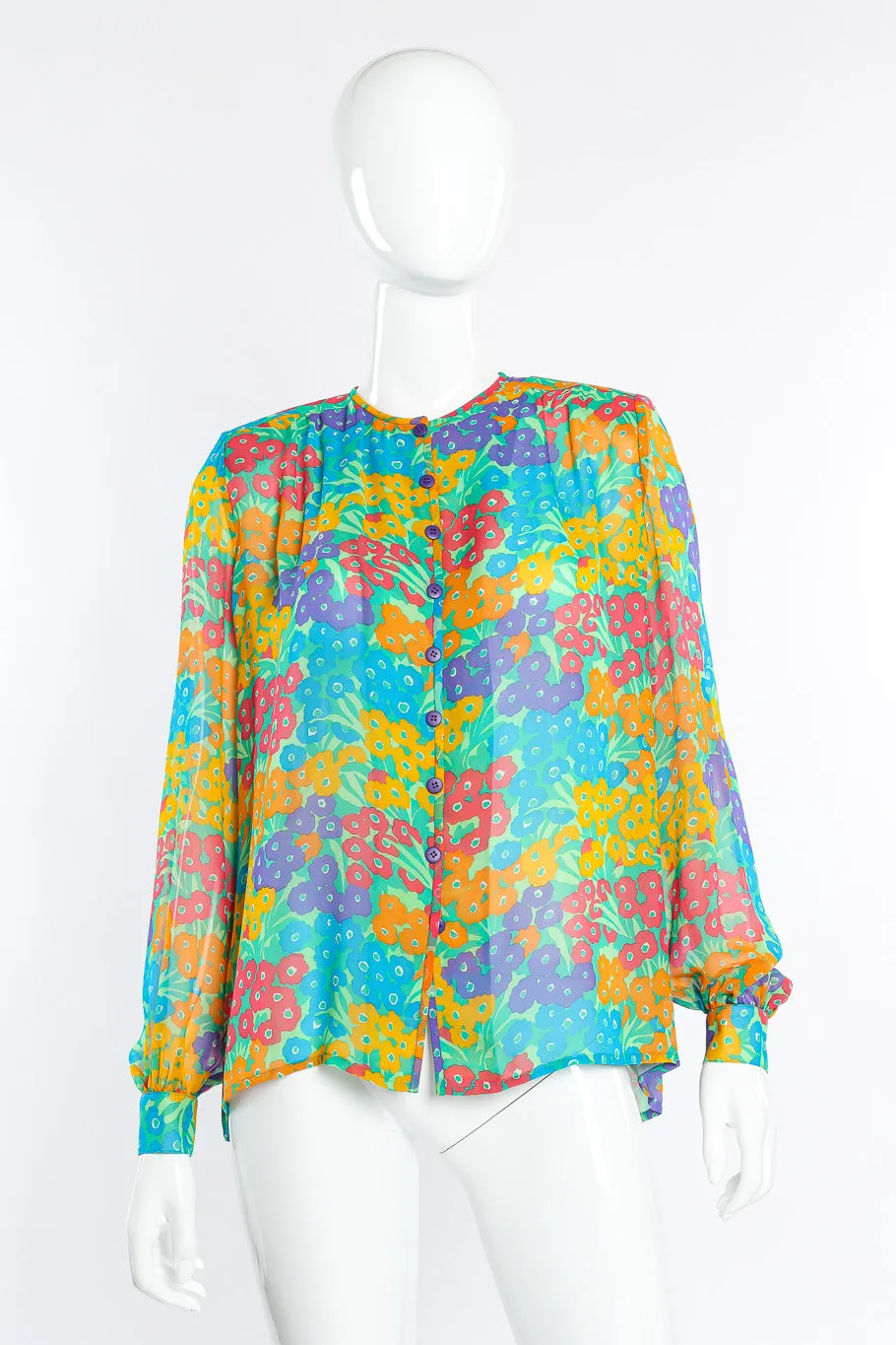 Floral Silk Blouse & Scarf