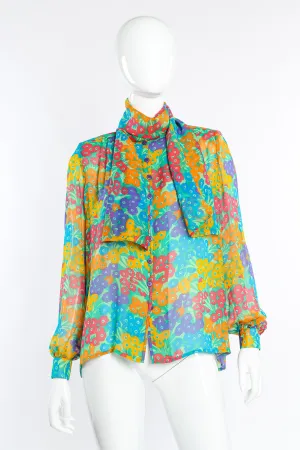Floral Silk Blouse & Scarf