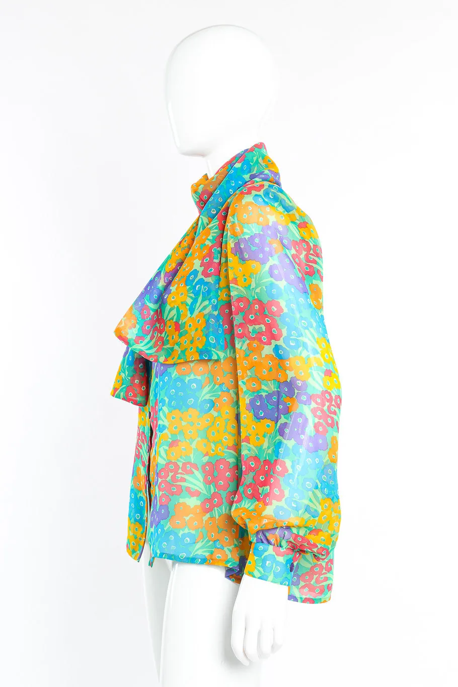 Floral Silk Blouse & Scarf