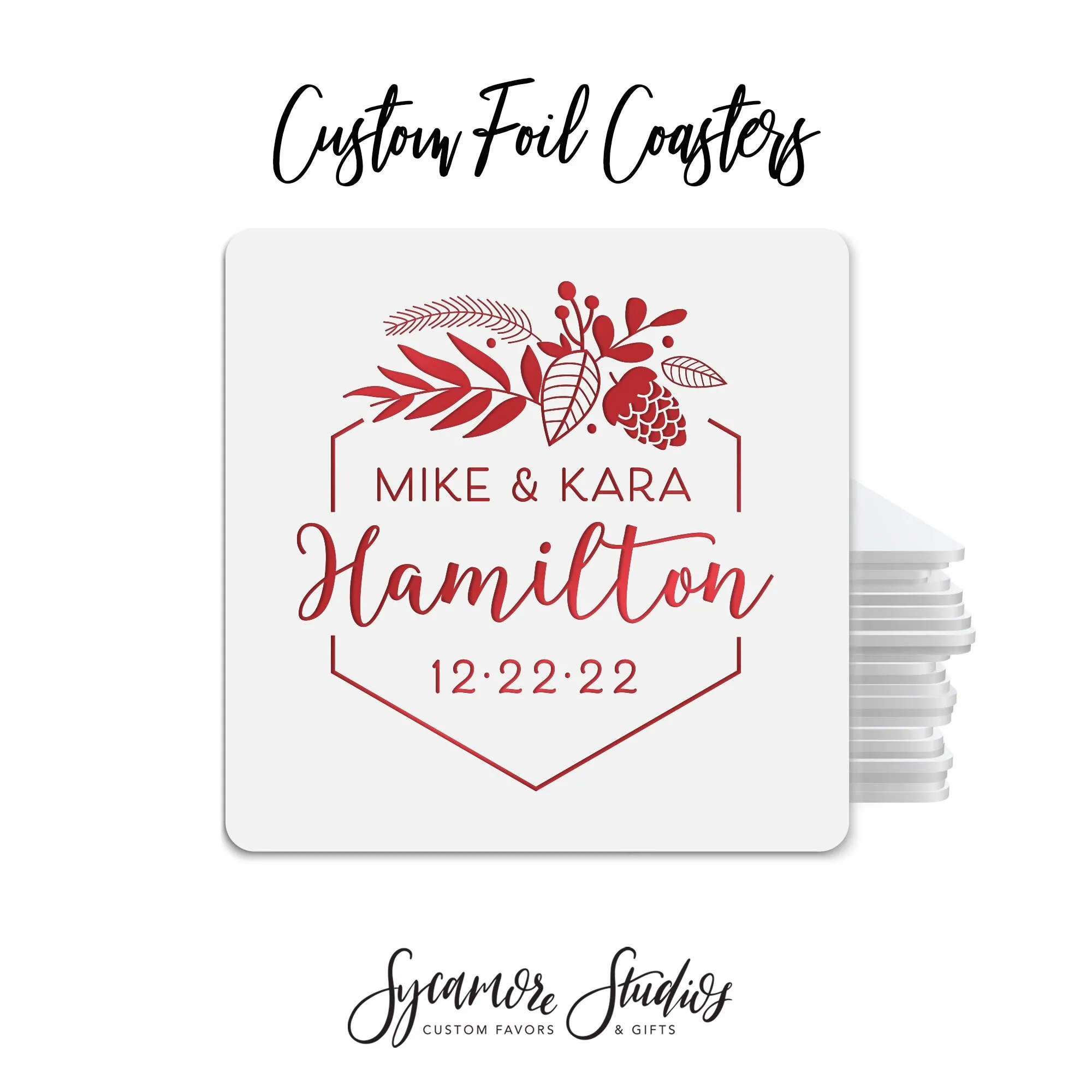 Foiled Wedding Coaster #16 - Holiday Wedding