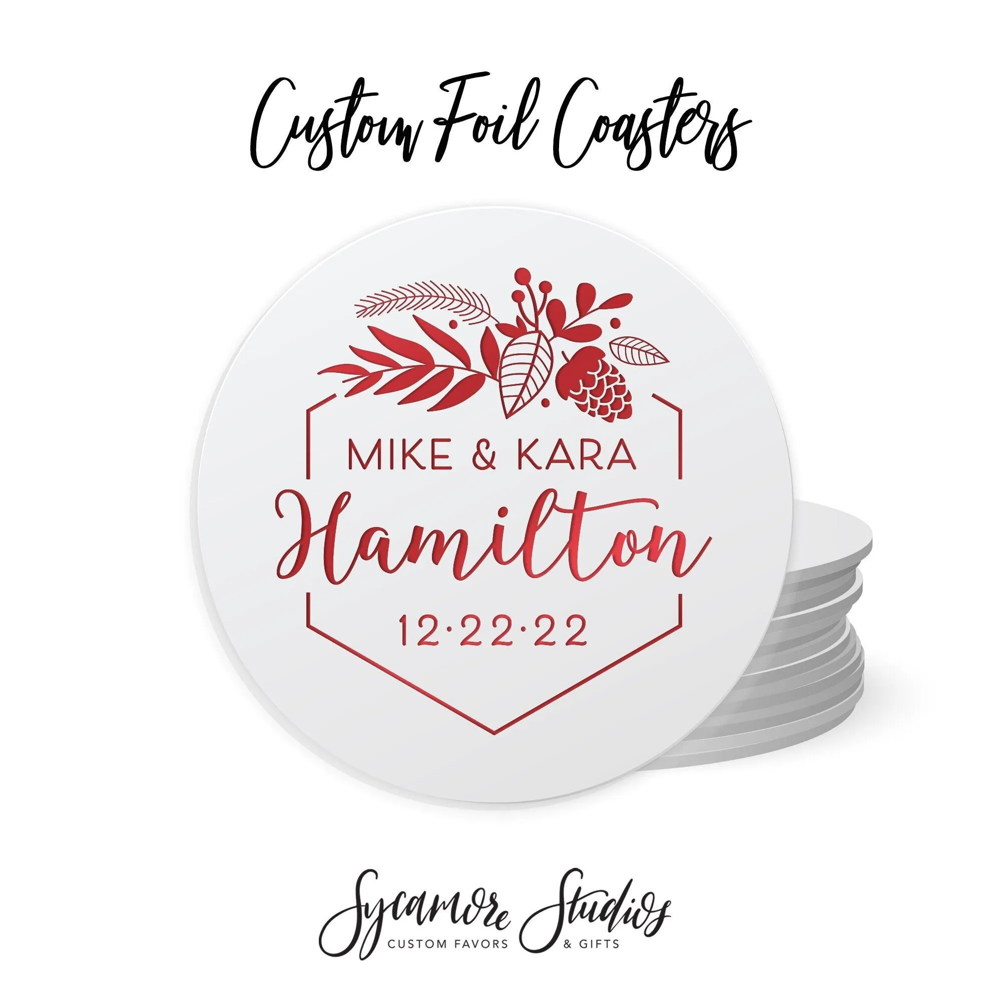 Foiled Wedding Coaster #16 - Holiday Wedding