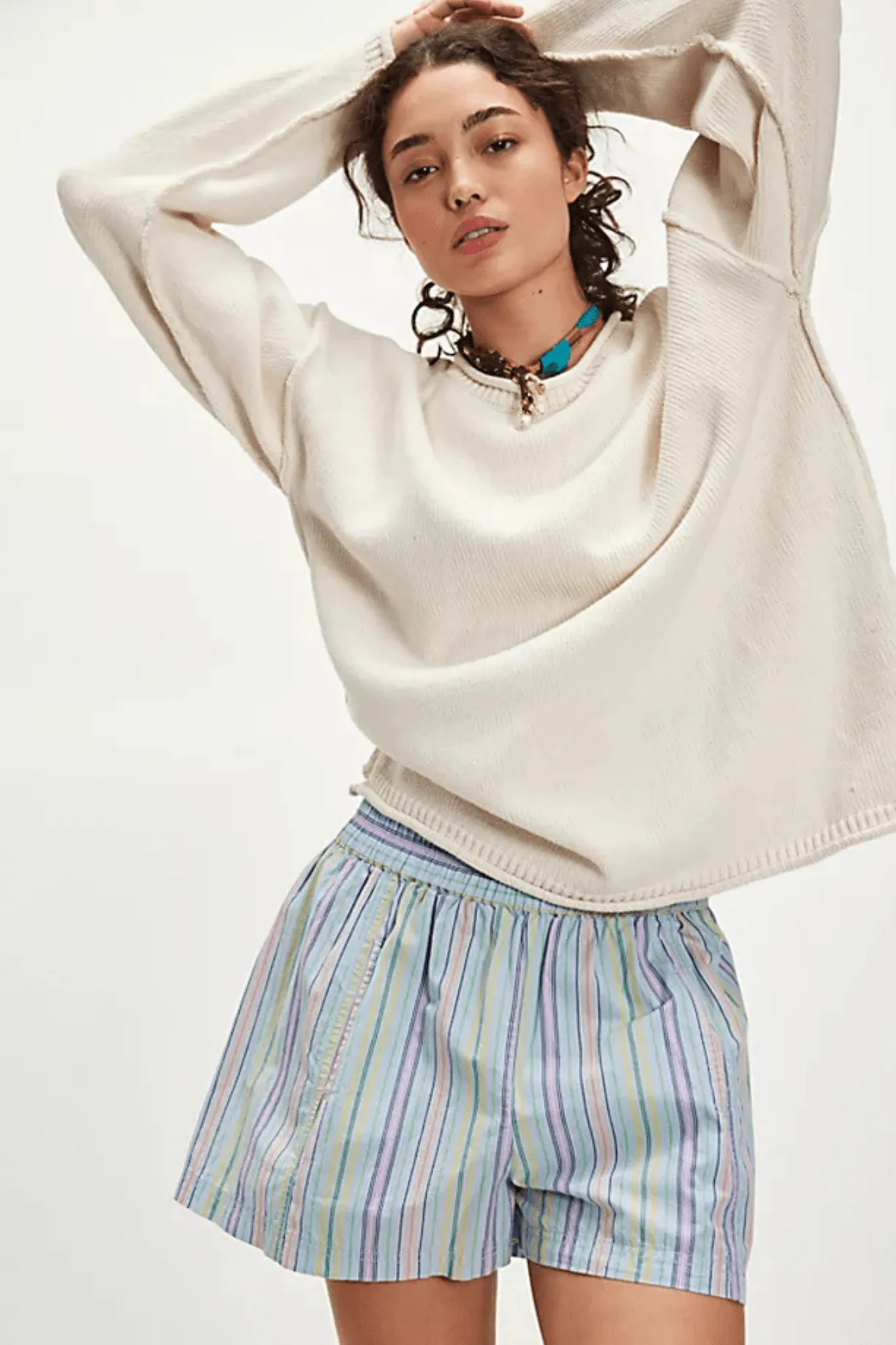 Free People: Get Free Striped Pull On in Sky Blue Combo
