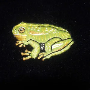 Frog Motif Embroidered Velvet Slipper