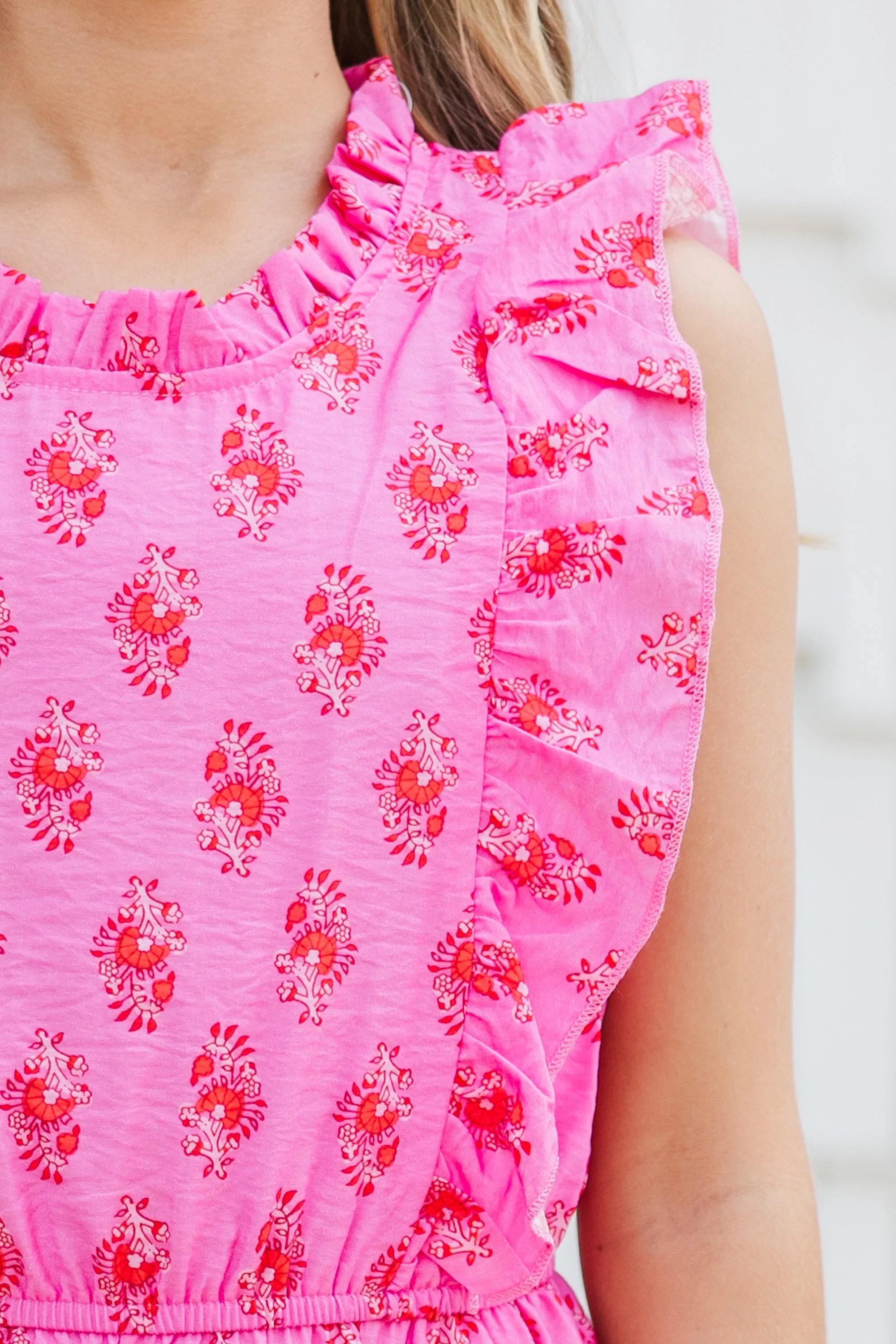 Girls: The Alana Fuchsia Pink Medallion Jumpsuit