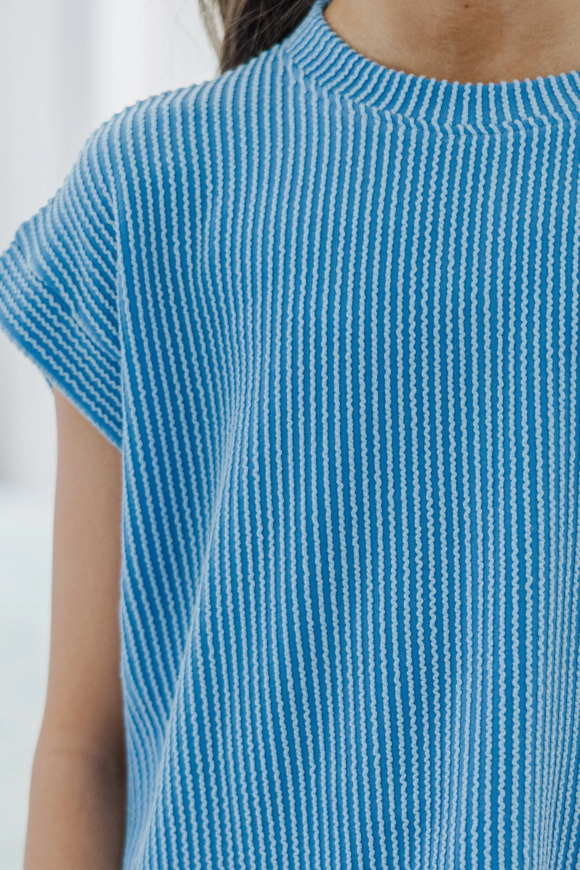 Girls: The Dina Blue Ribbed Top