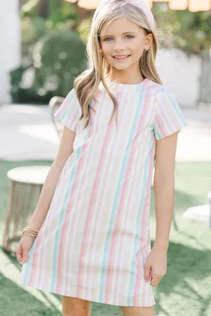 Girls: The Leigha Peach Striped Swing Dress