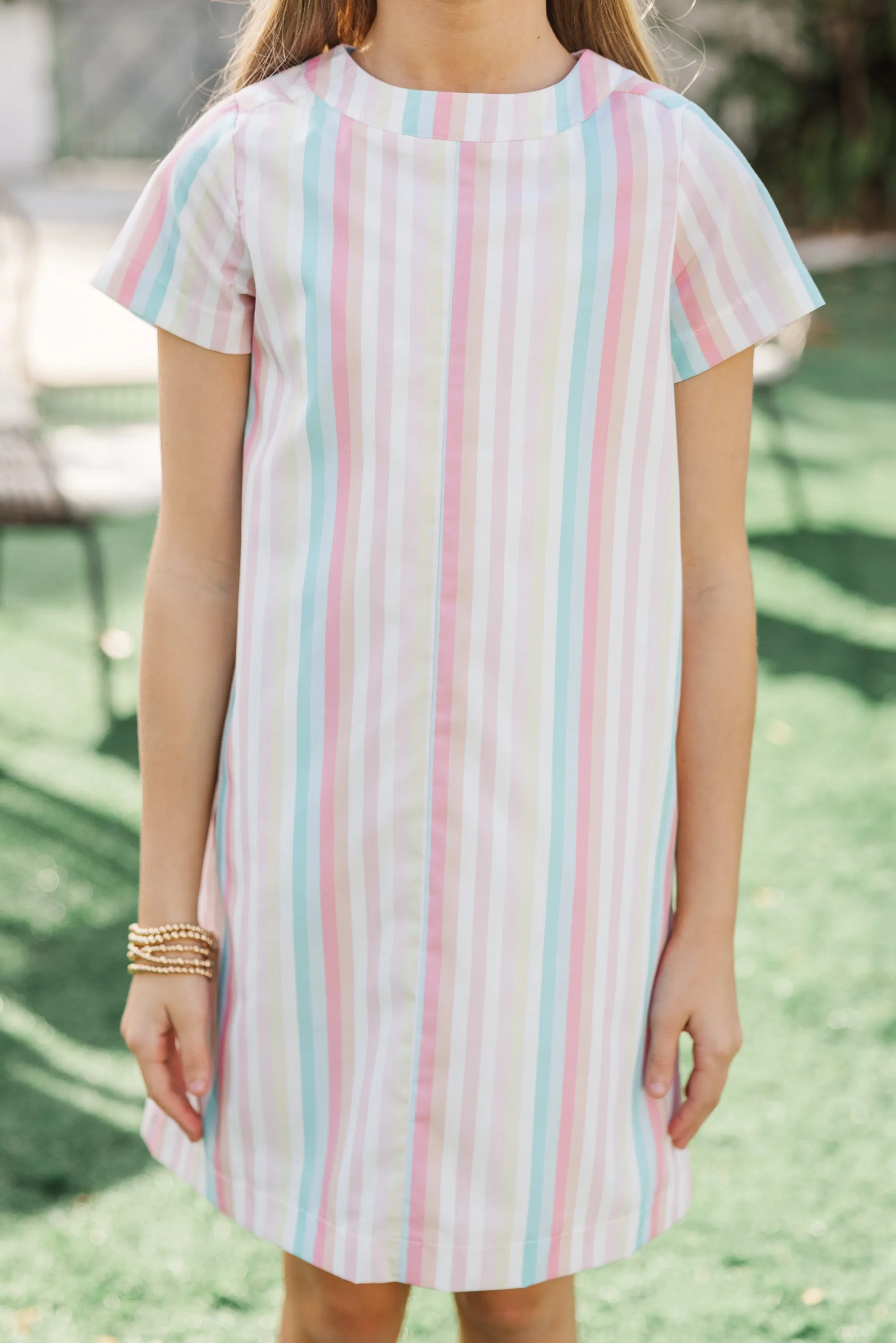 Girls: The Leigha Peach Striped Swing Dress