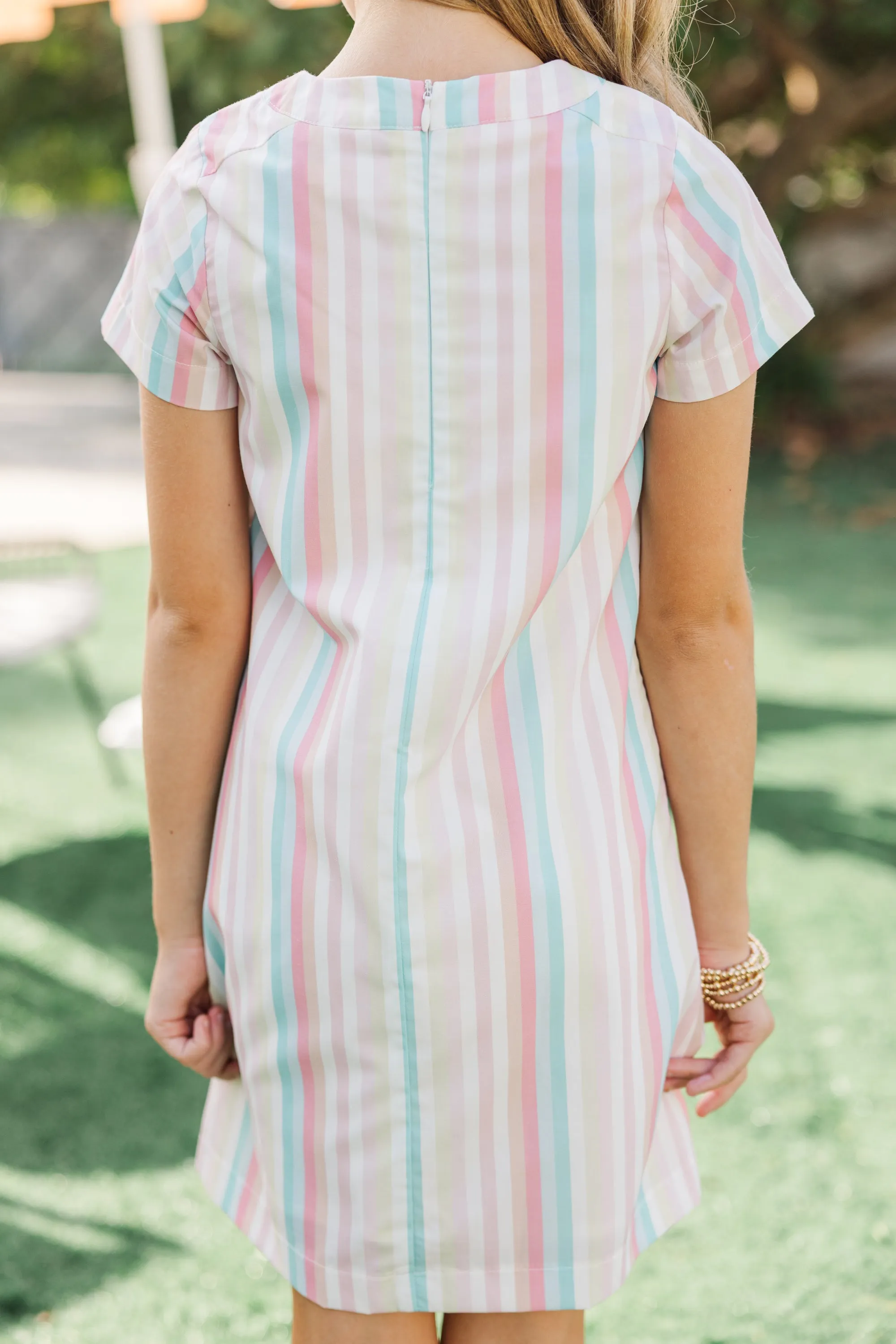 Girls: The Leigha Peach Striped Swing Dress