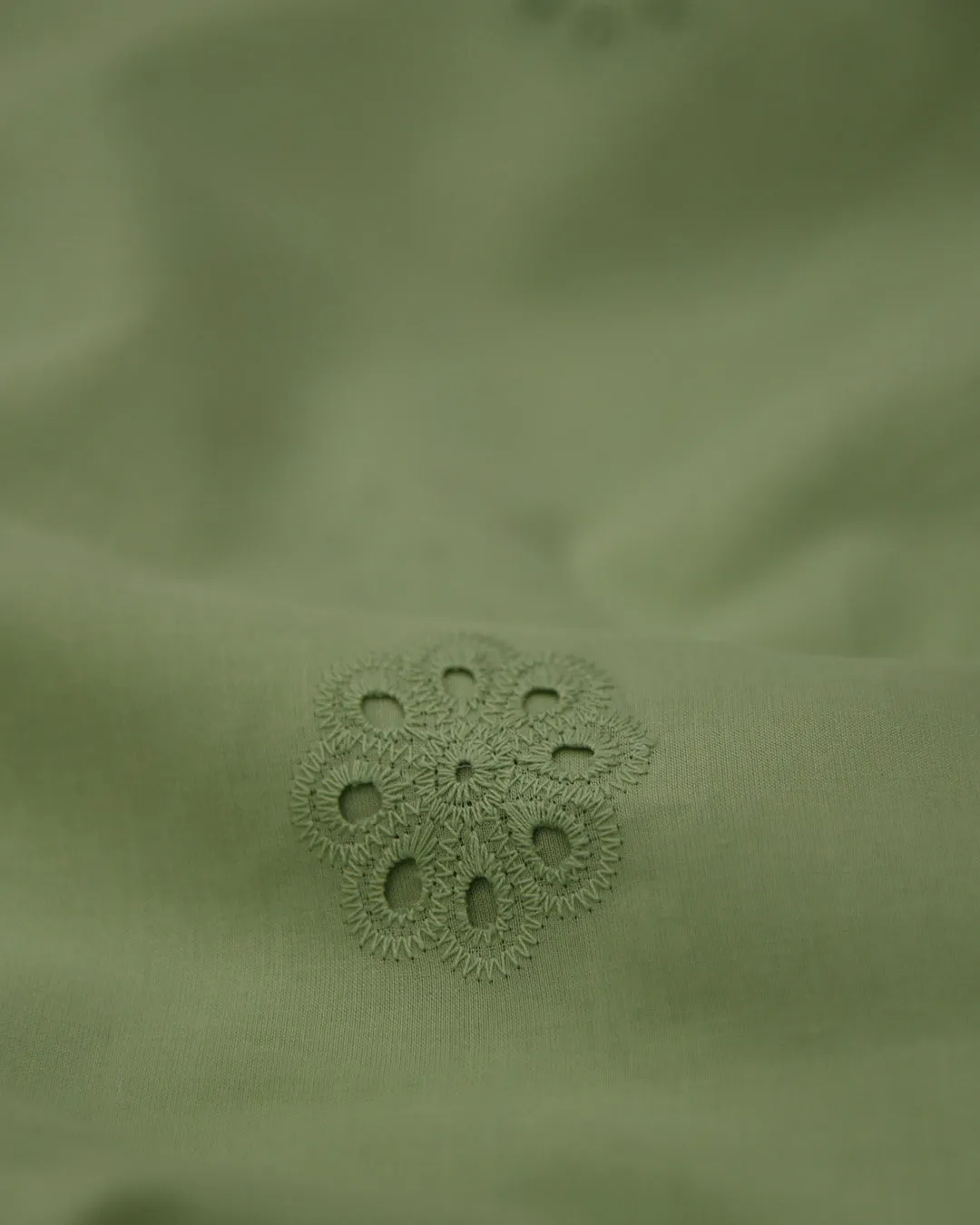 Green Pure Cotton Shiffly Embroidered Unstitched Co-ord Set With Cotton Bottom Fabric