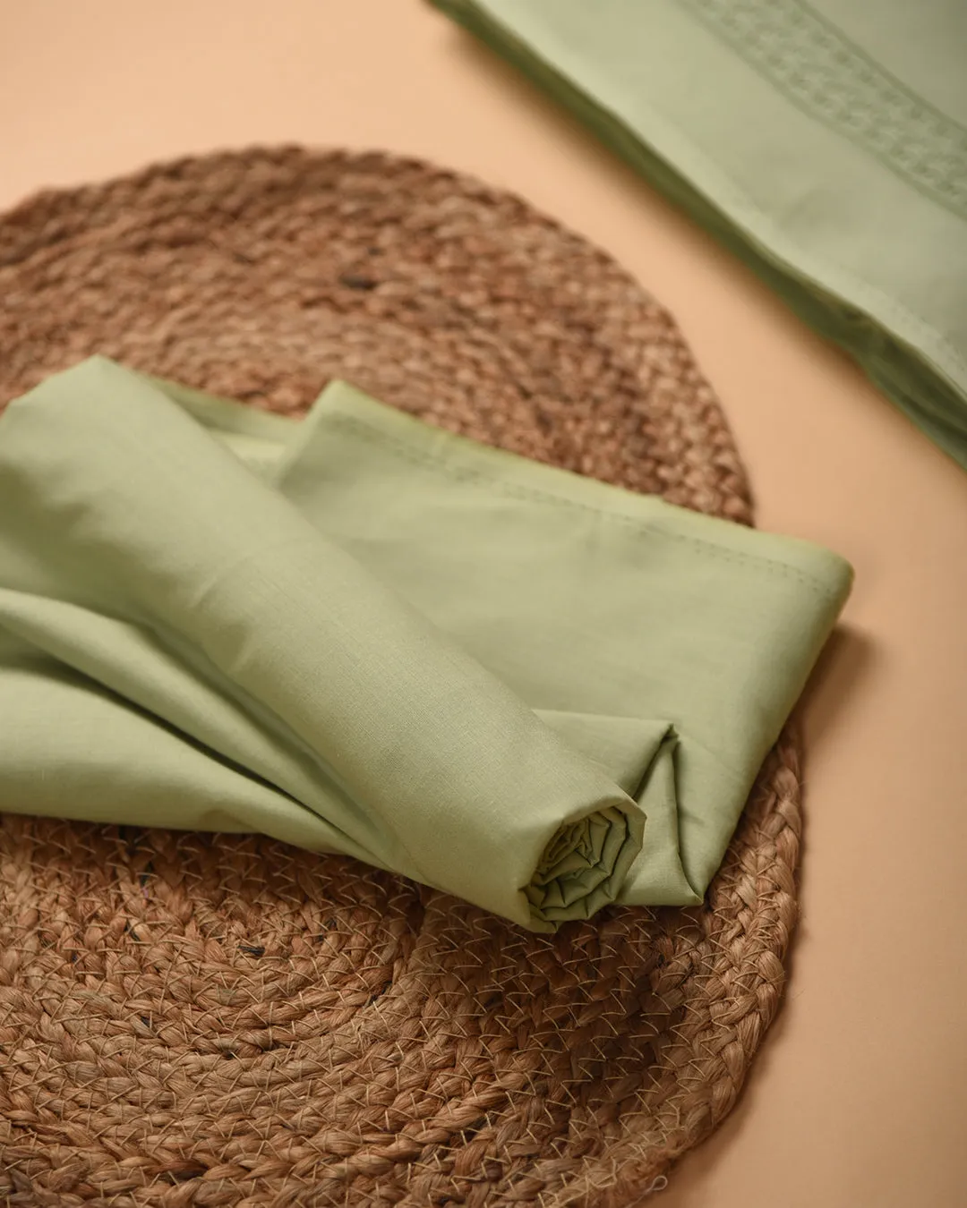 Green Pure Cotton Shiffly Embroidered Unstitched Co-ord Set With Cotton Bottom Fabric