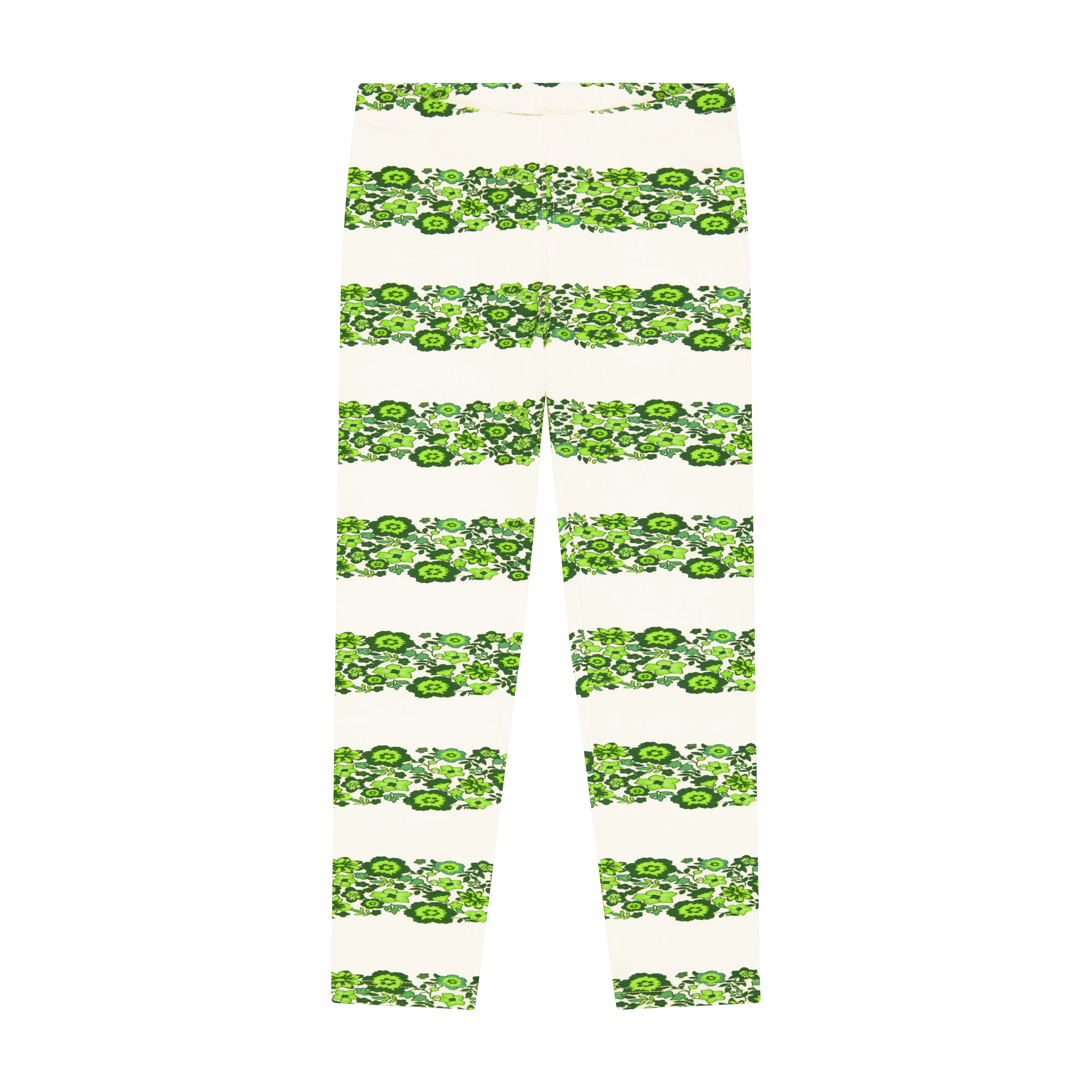 Green Striped Floral Legging