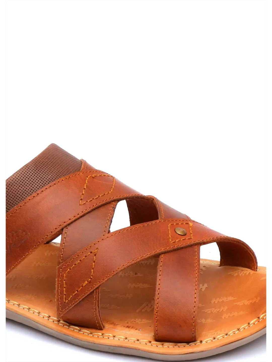 HITZ9703 Men's Tan Leather Casual Open Slipper