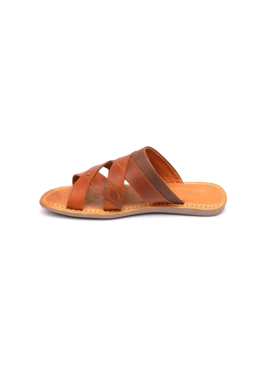 HITZ9703 Men's Tan Leather Casual Open Slipper