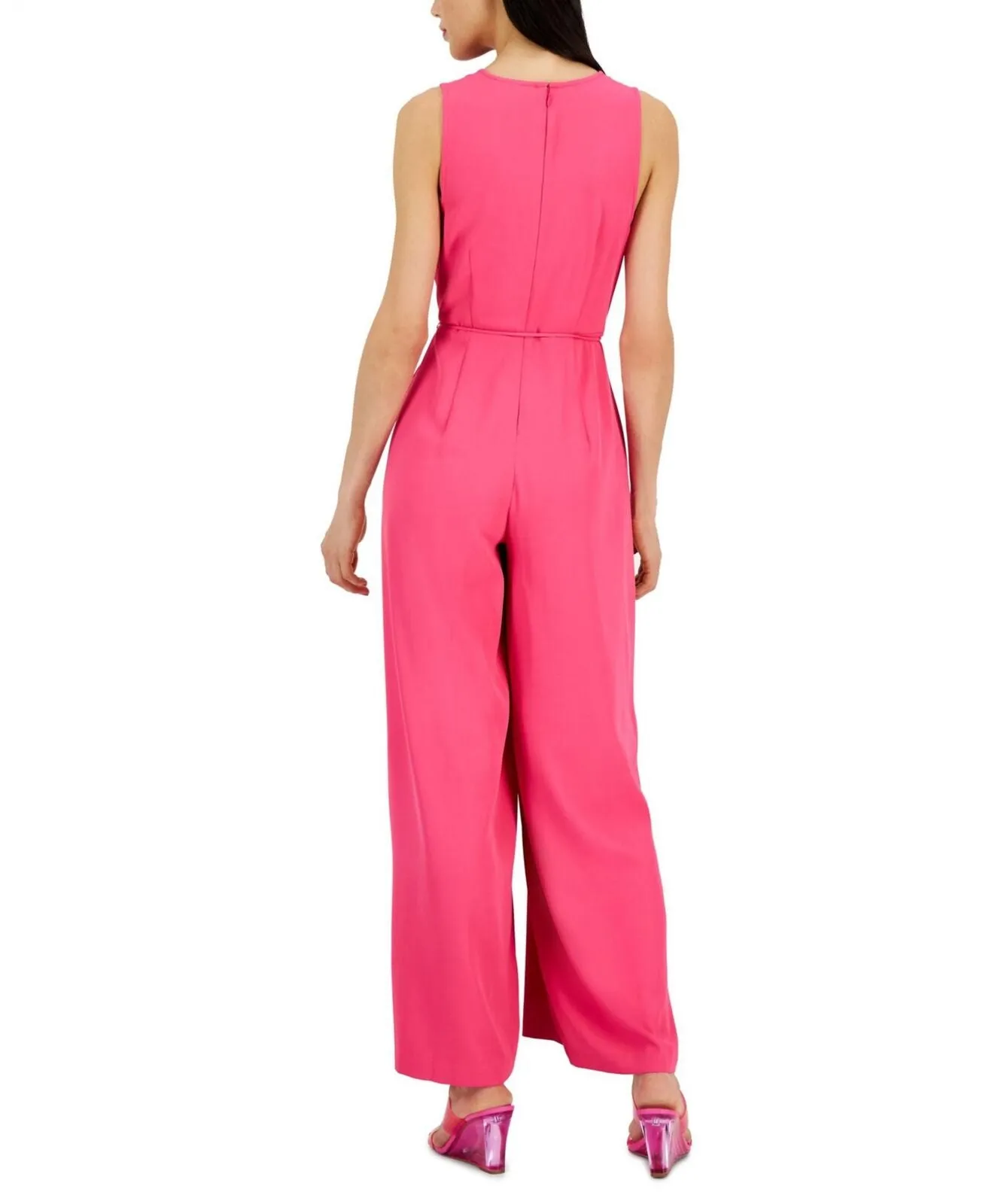 Inc International Concepts Surplice-Neck Tie-Waist Jumpsuit Electric Pink 10