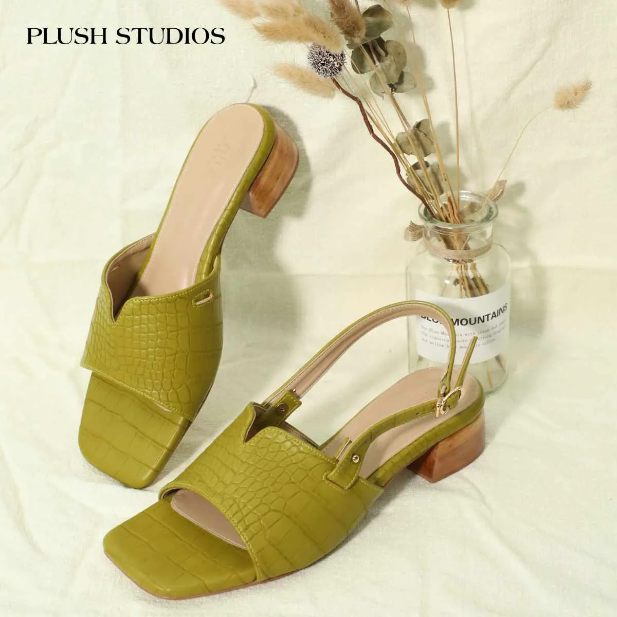 Iris Sandals 1.5" Light Olive Green