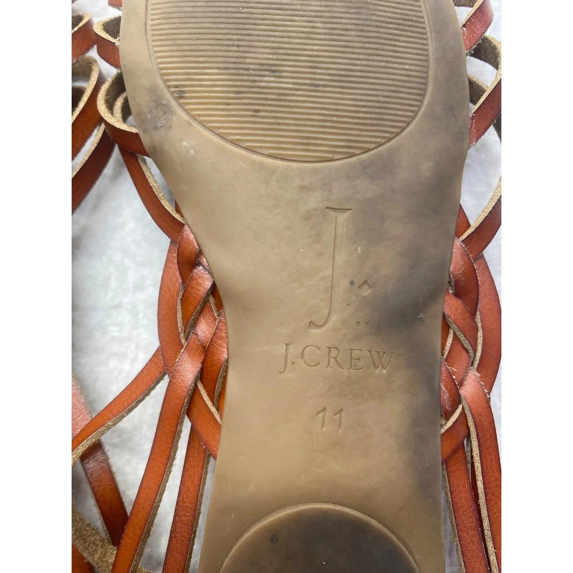 J. Crew Womens Tan & Brown Strappy Leather Sandals #7304