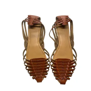 J. Crew Womens Tan & Brown Strappy Leather Sandals #7304