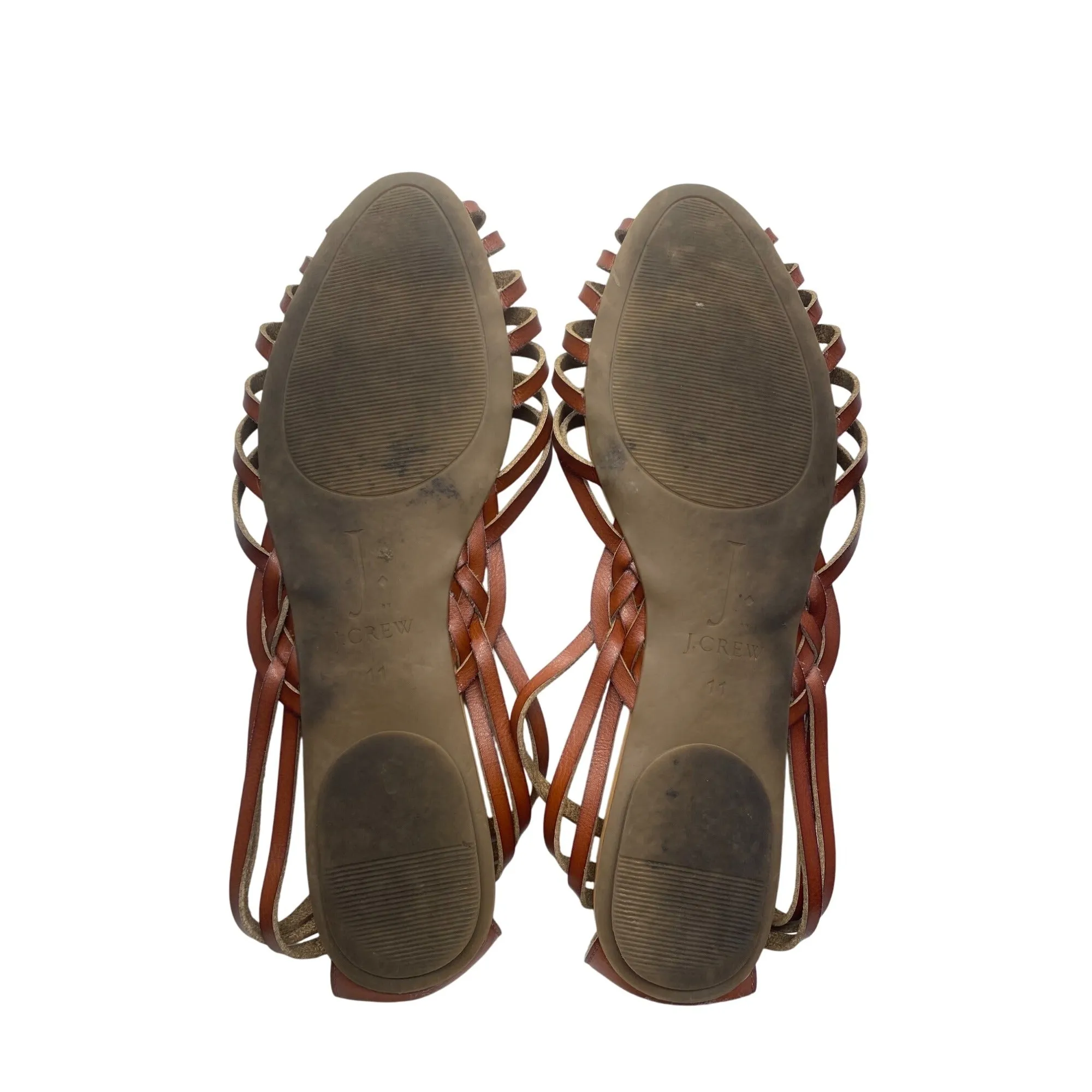 J. Crew Womens Tan & Brown Strappy Leather Sandals #7304
