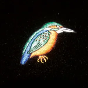 Kingfisher Motif Embroidered Velvet Slipper