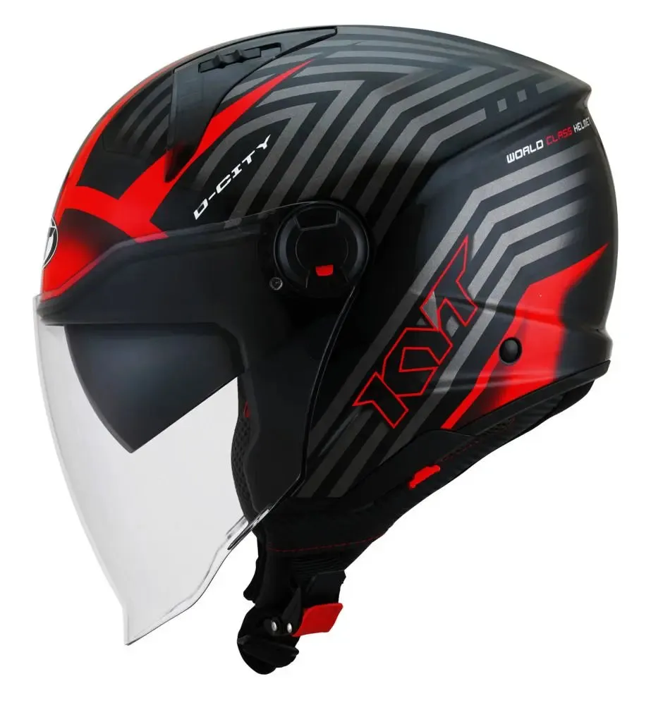 KYT D-CITY LUCENT HELMET (GLOSSY BLACK/RED)