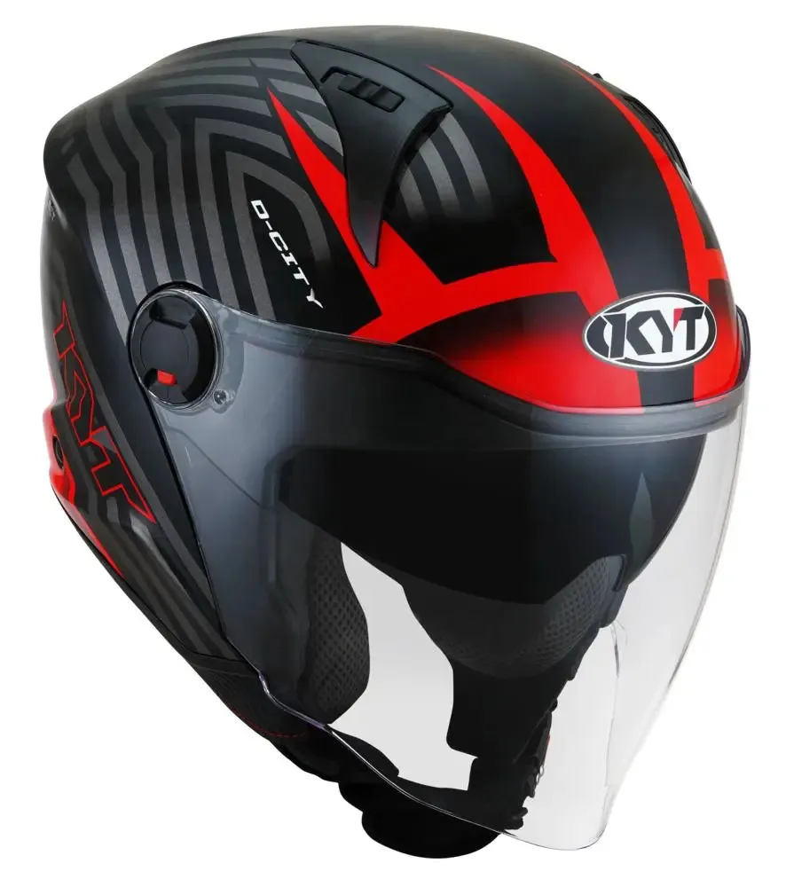 KYT D-CITY LUCENT HELMET (GLOSSY BLACK/RED)