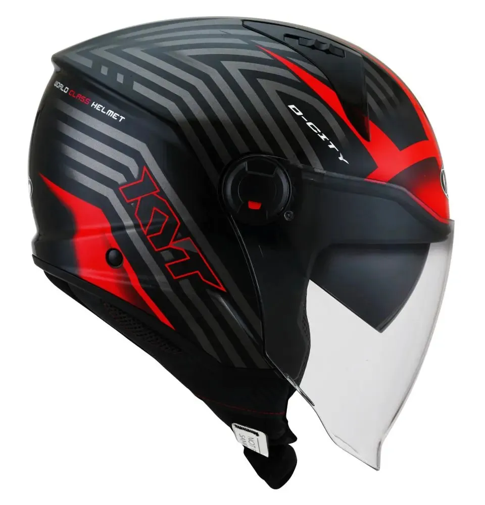 KYT D-CITY LUCENT HELMET (GLOSSY BLACK/RED)
