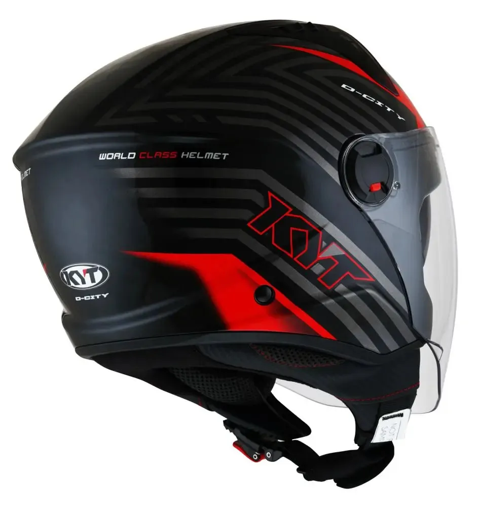 KYT D-CITY LUCENT HELMET (GLOSSY BLACK/RED)