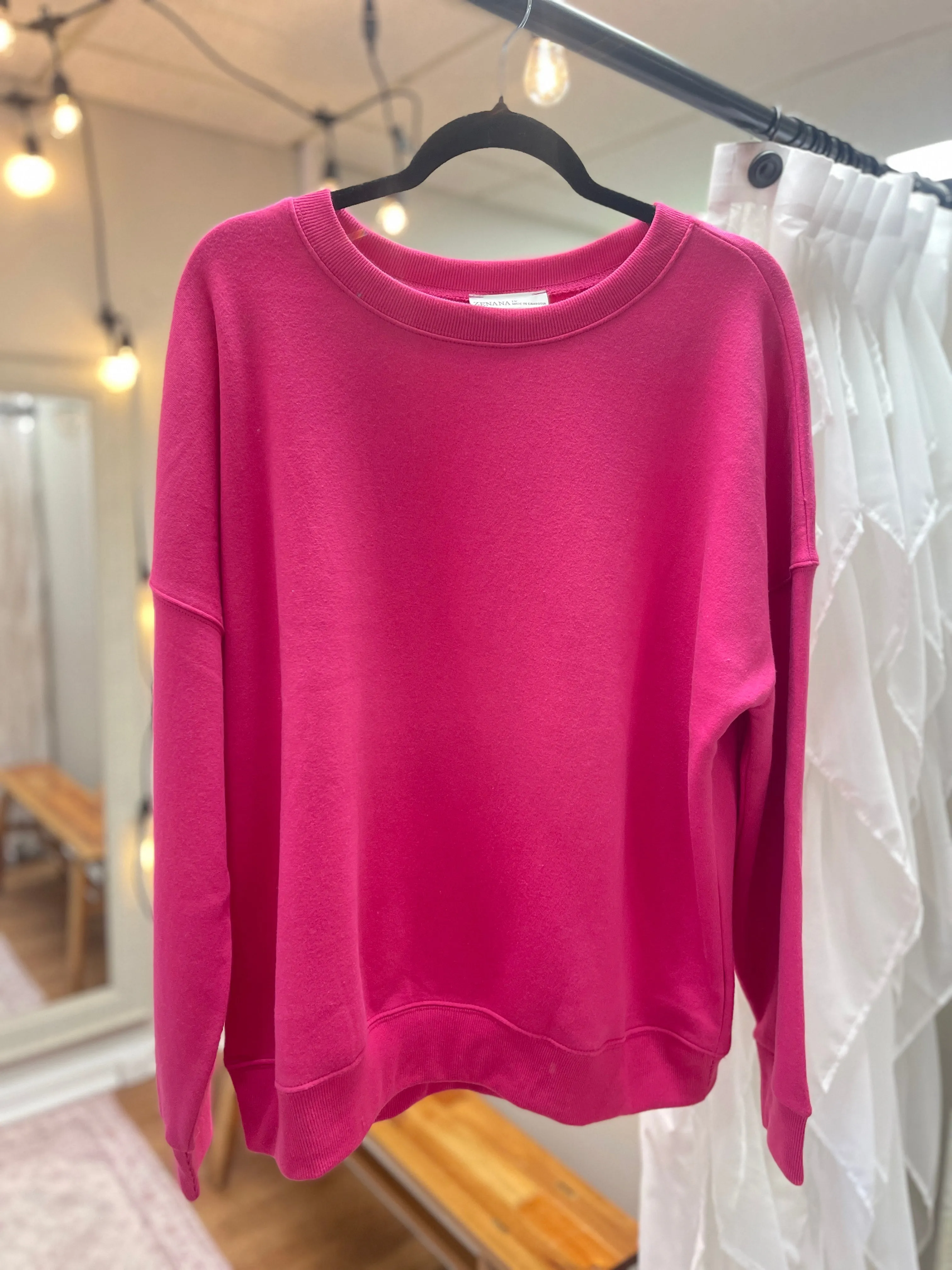 Ladies Curvy Girl Cozy Crewneck Pullover