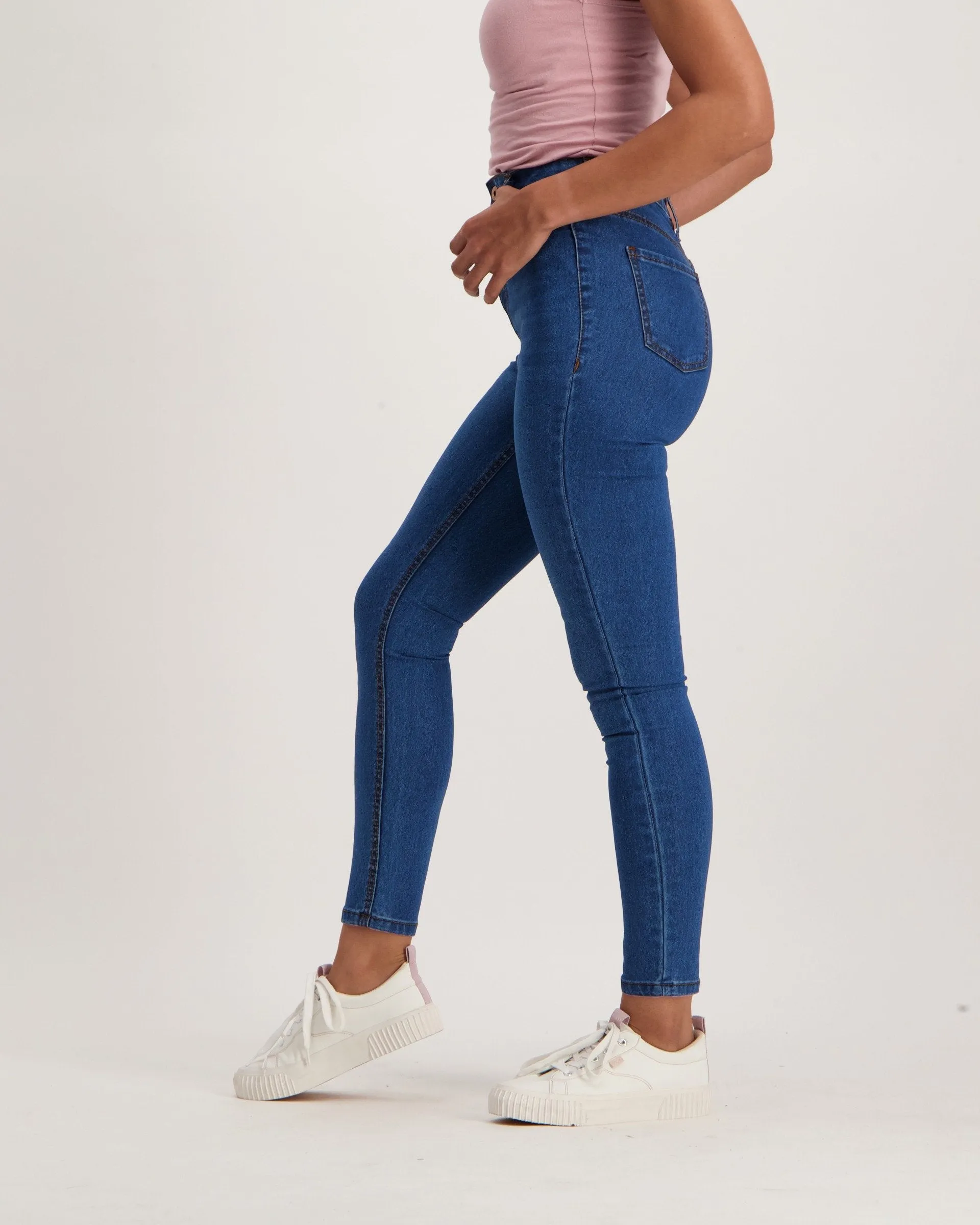 Ladies Mid Blue High-Waist Jegging