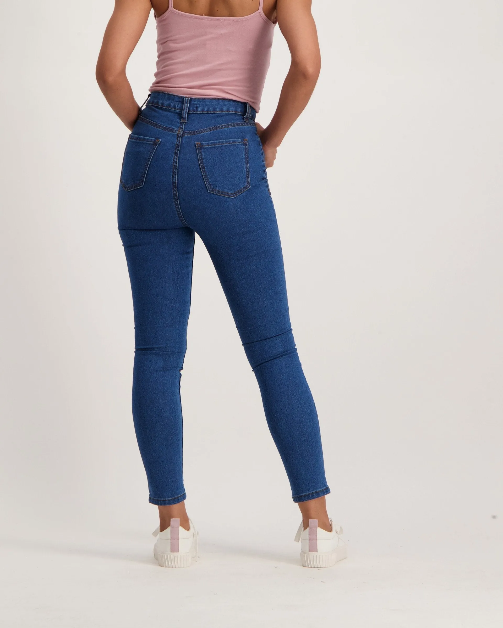 Ladies Mid Blue High-Waist Jegging