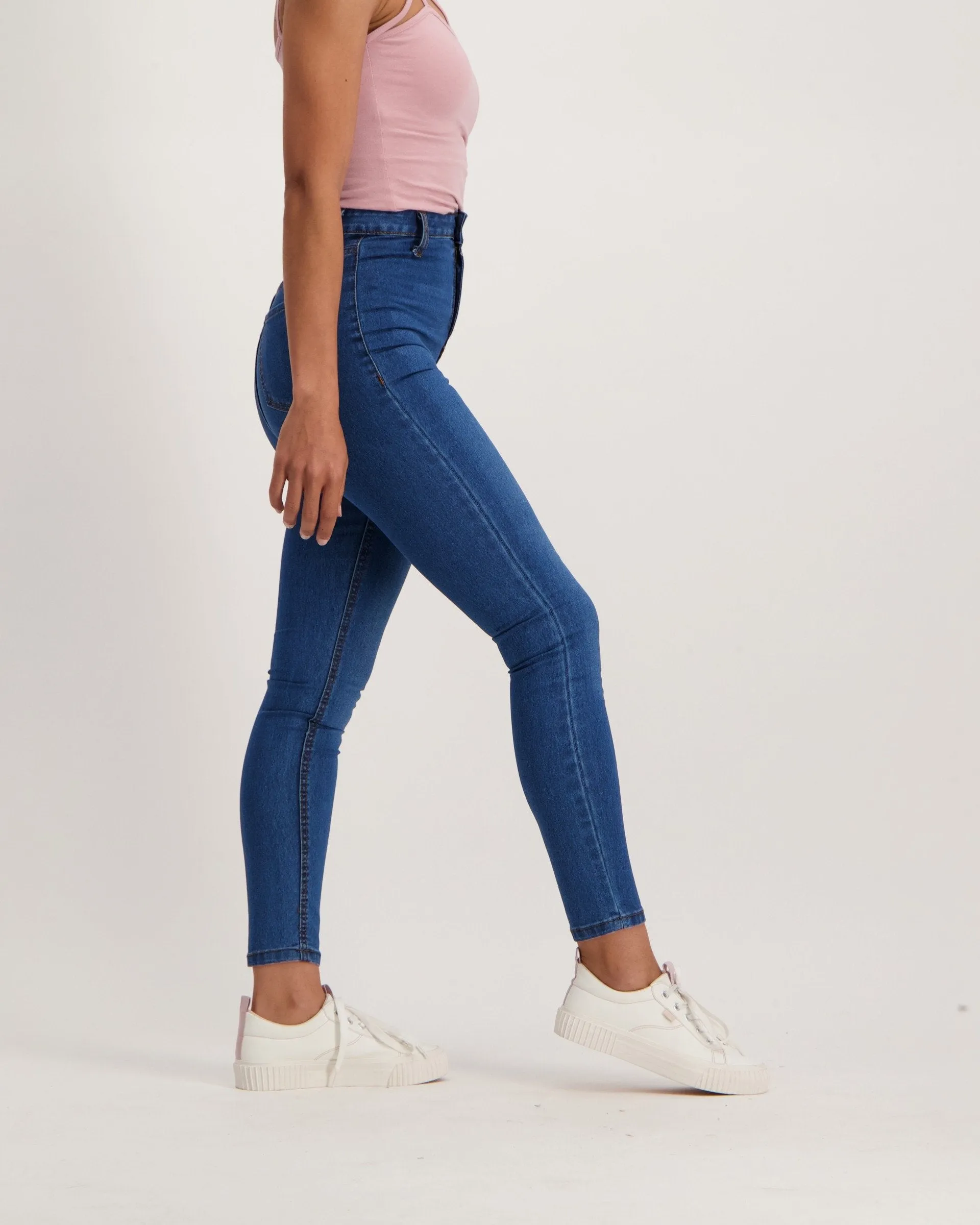 Ladies Mid Blue High-Waist Jegging