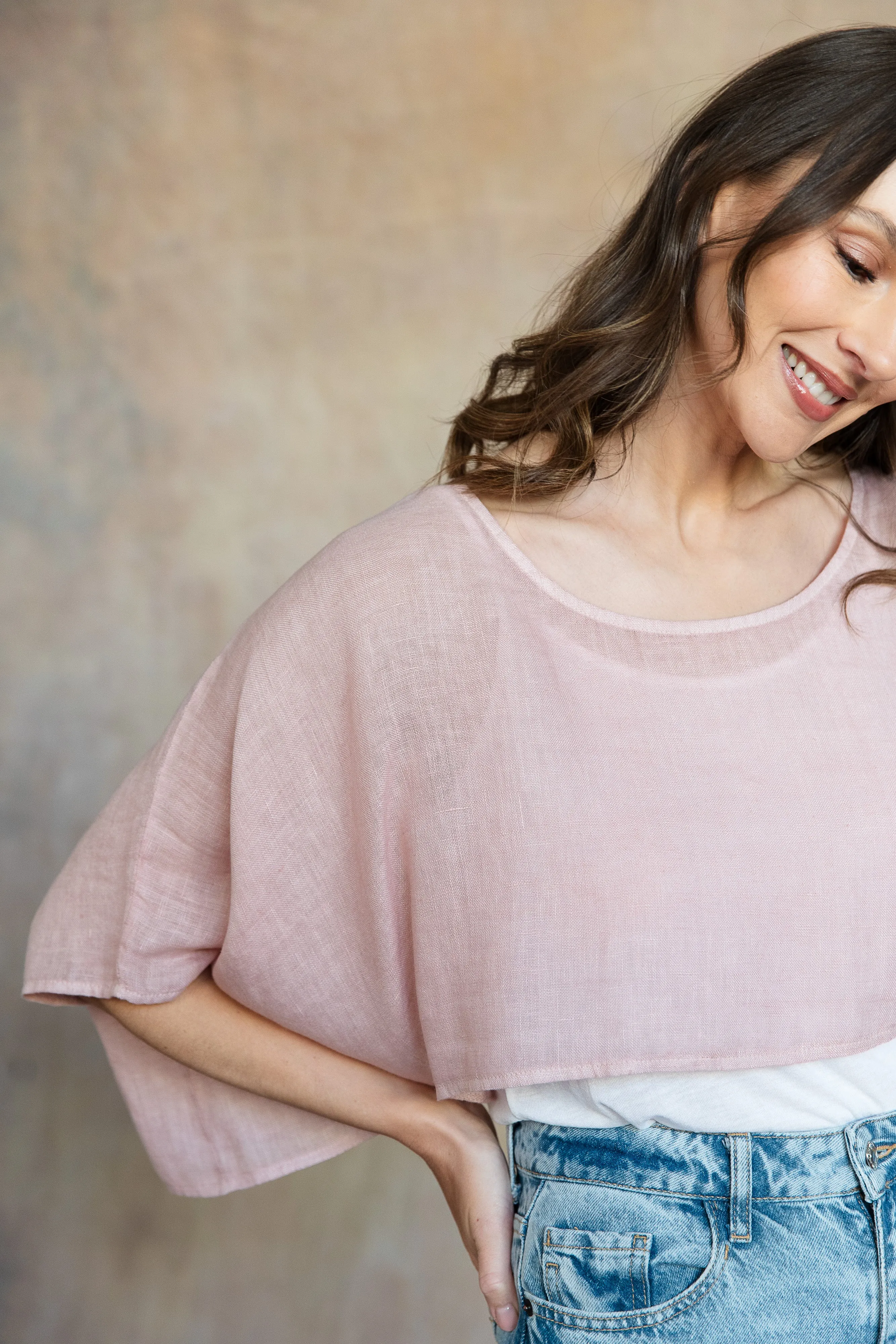 Lana Linen Topper (Washed Rose)