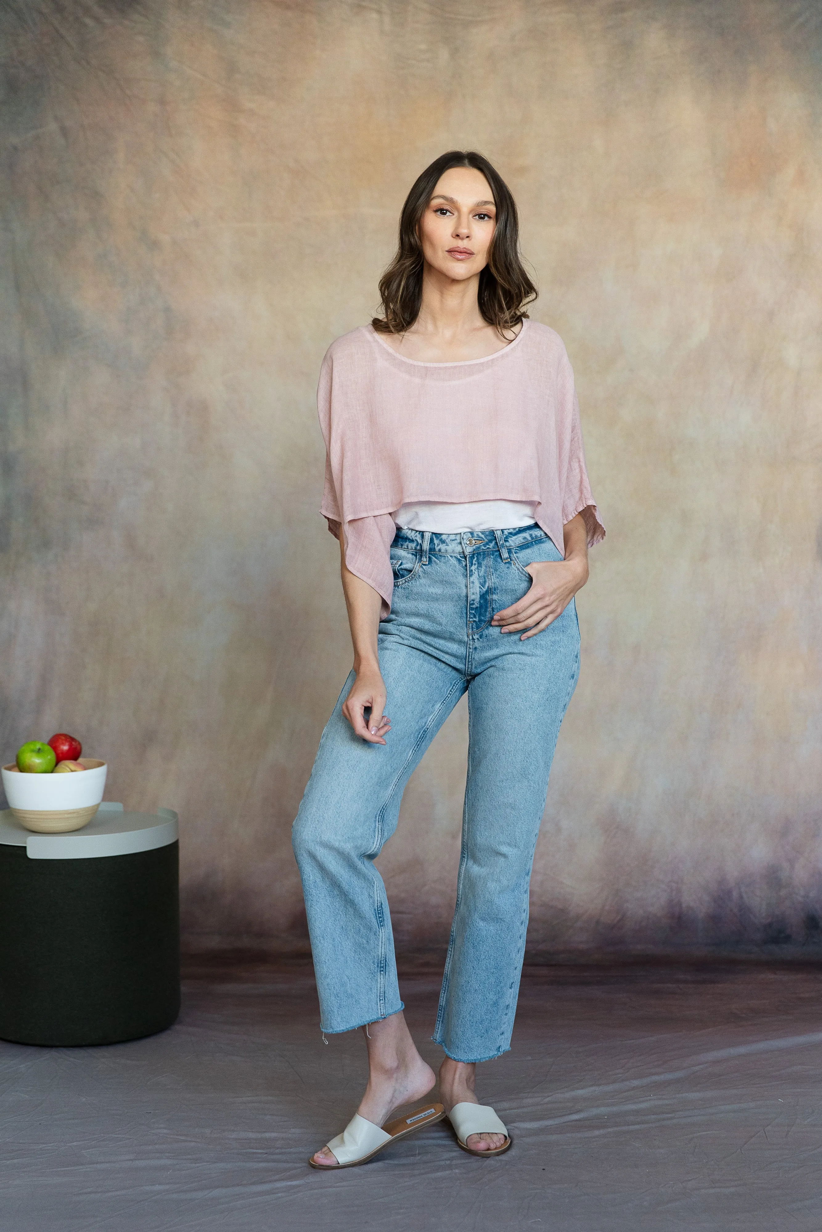 Lana Linen Topper (Washed Rose)