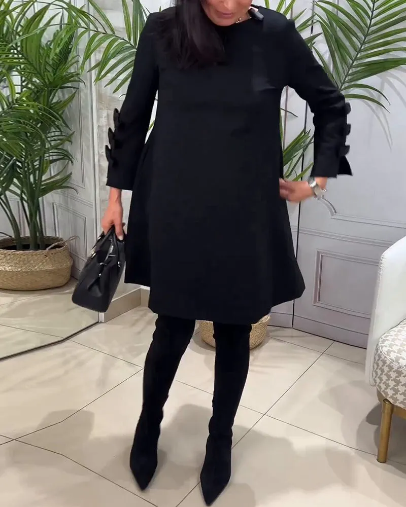 Lea - Casual Black Long Sleeve Dress for Fall Women
