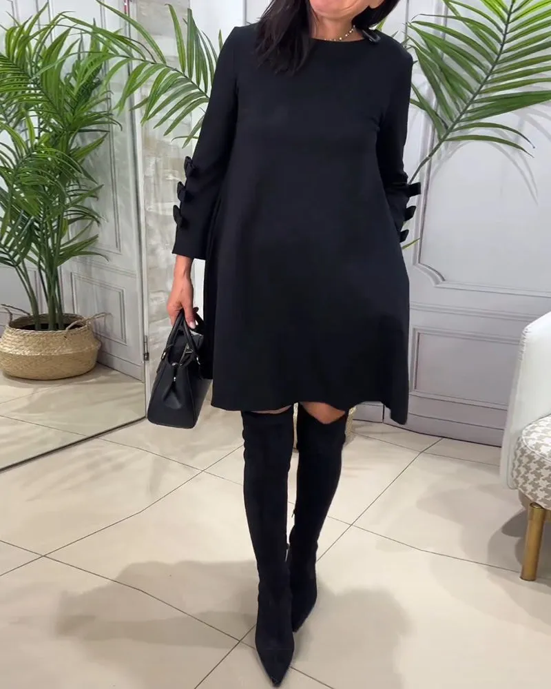 Lea - Casual Black Long Sleeve Dress for Fall Women