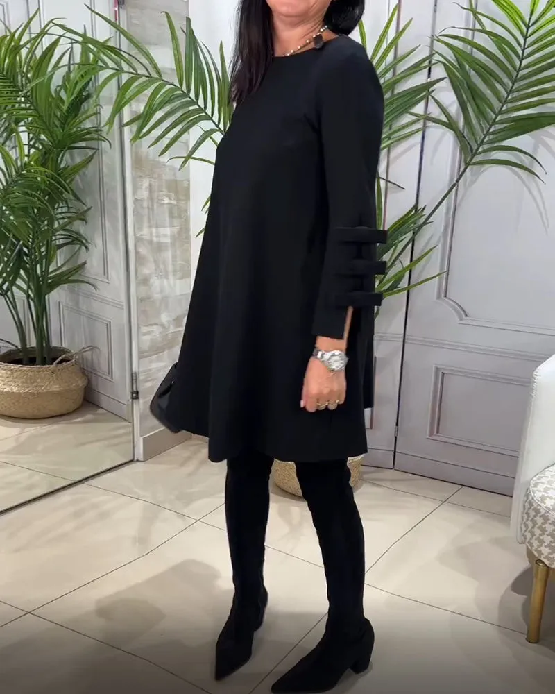 Lea - Casual Black Long Sleeve Dress for Fall Women
