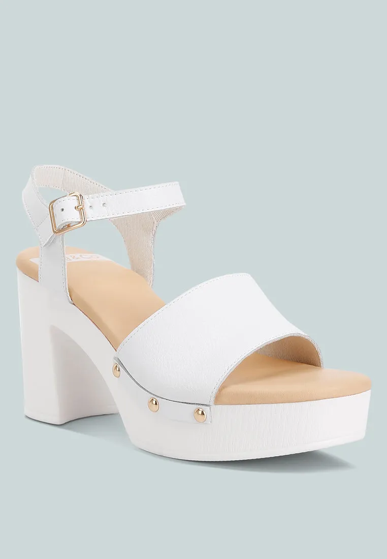 Leather High Block Sandals By Ruw