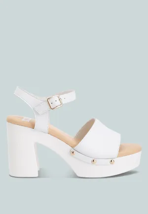 Leather High Block Sandals By Ruw