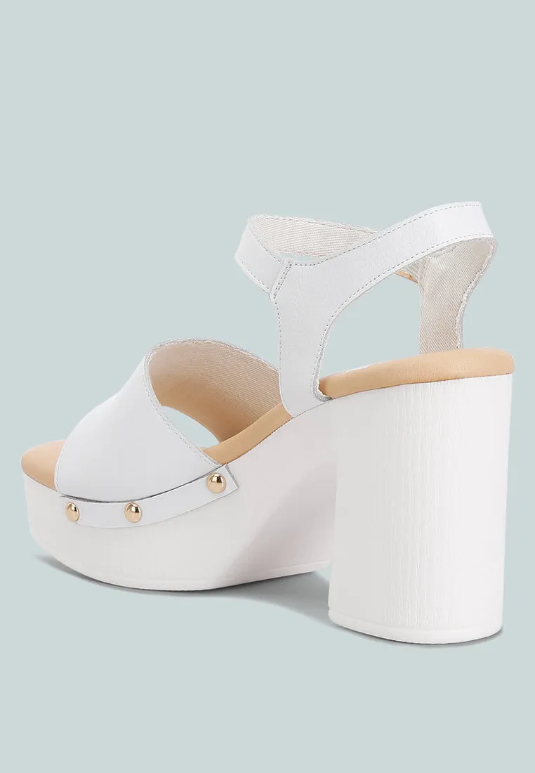 Leather High Block Sandals By Ruw