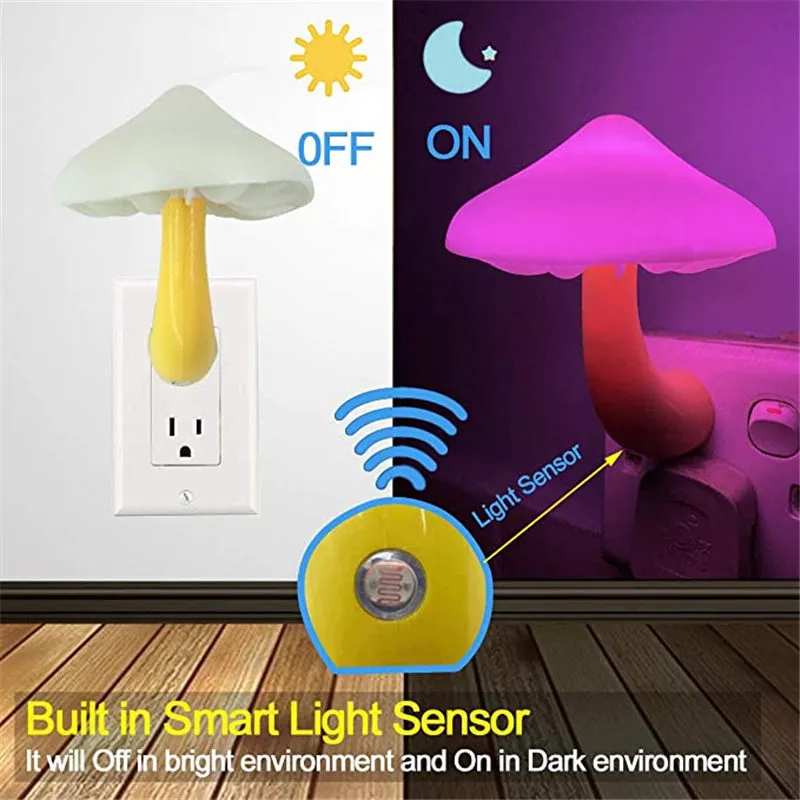 LED Mushroom Wall Socket Night Light