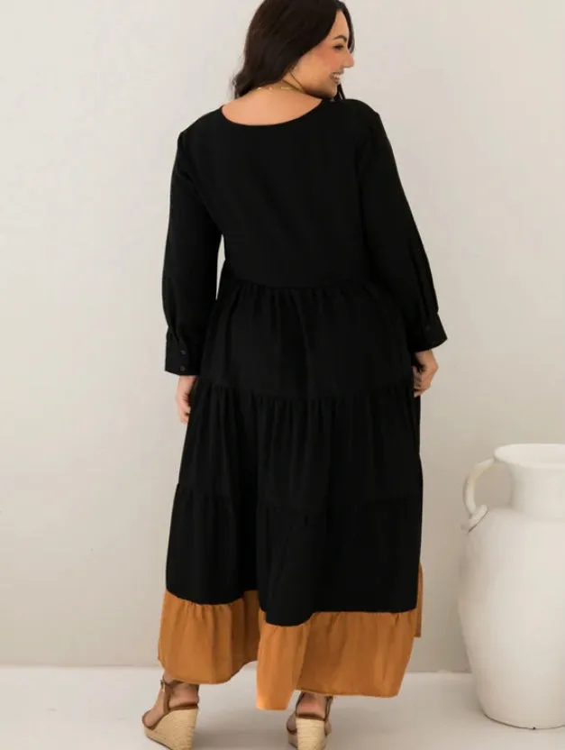 Long Sleeve Waterfall Dress In Aldo By PQ Collection