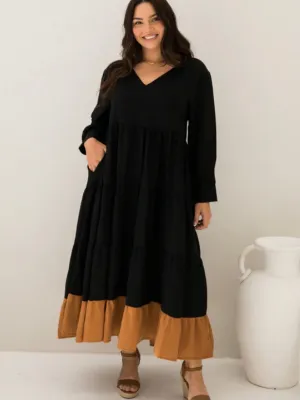 Long Sleeve Waterfall Dress In Aldo By PQ Collection