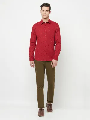 Maroon Floral Printed Shirt