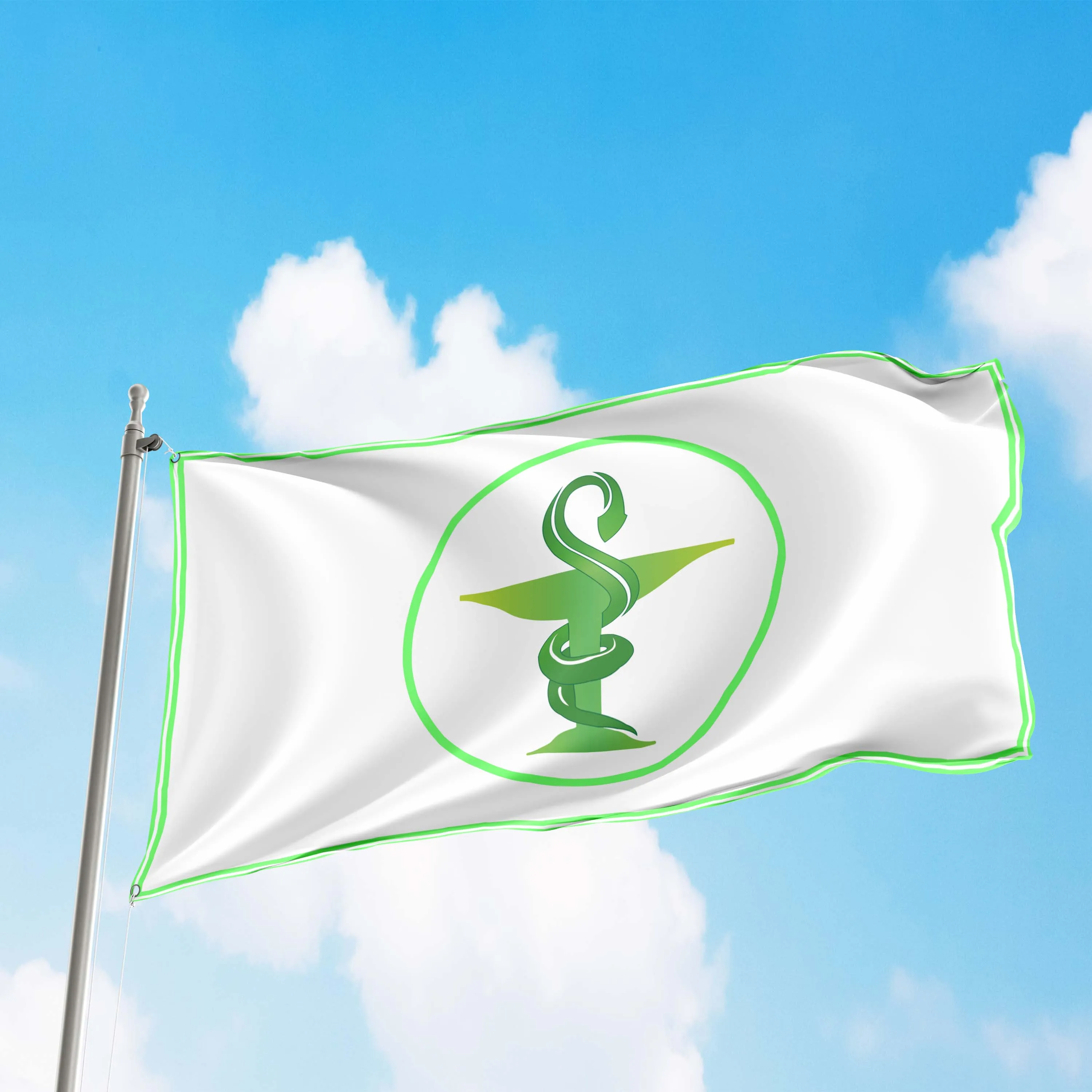 Medical Sign Pharmacy Logo Rod of Asclepius Caduceus Flag Banner
