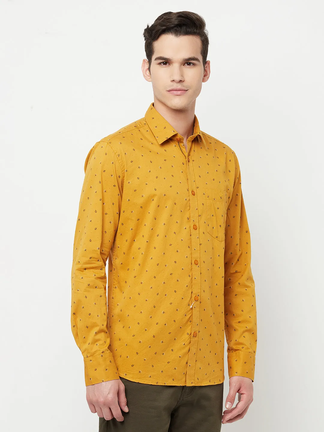 Mustard Floral Printed Shirt