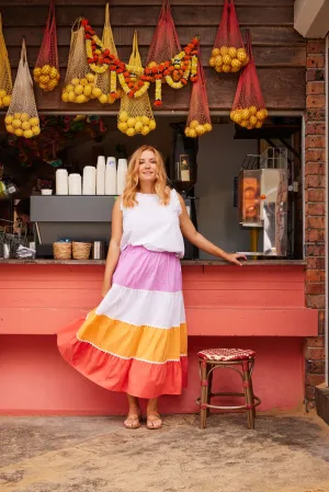 Oahu Maxi Skirt - Mango Stripe