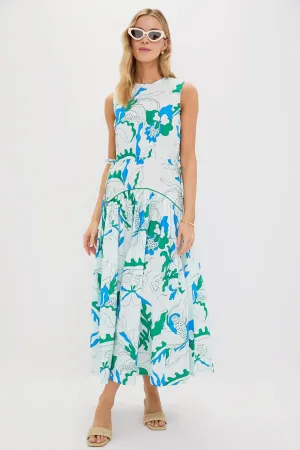 Orchid Green Sleeveless Piped Maxi Dress