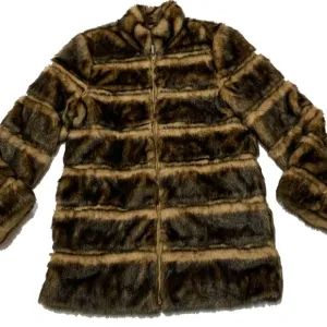 Pamela McCoy Brown Faux Fur Utility Jacket